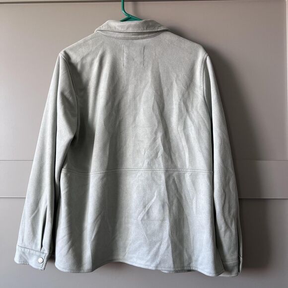 Bagatelle Collection Jacket Womens Large Sage Faux Suede Snap Shacket Collared - Picture 2 of 14